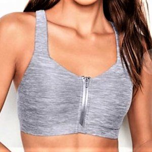 Victoria's Secret Womens 34 DD Gray Sports "Knockout" Racerback Zip Up Bra $59